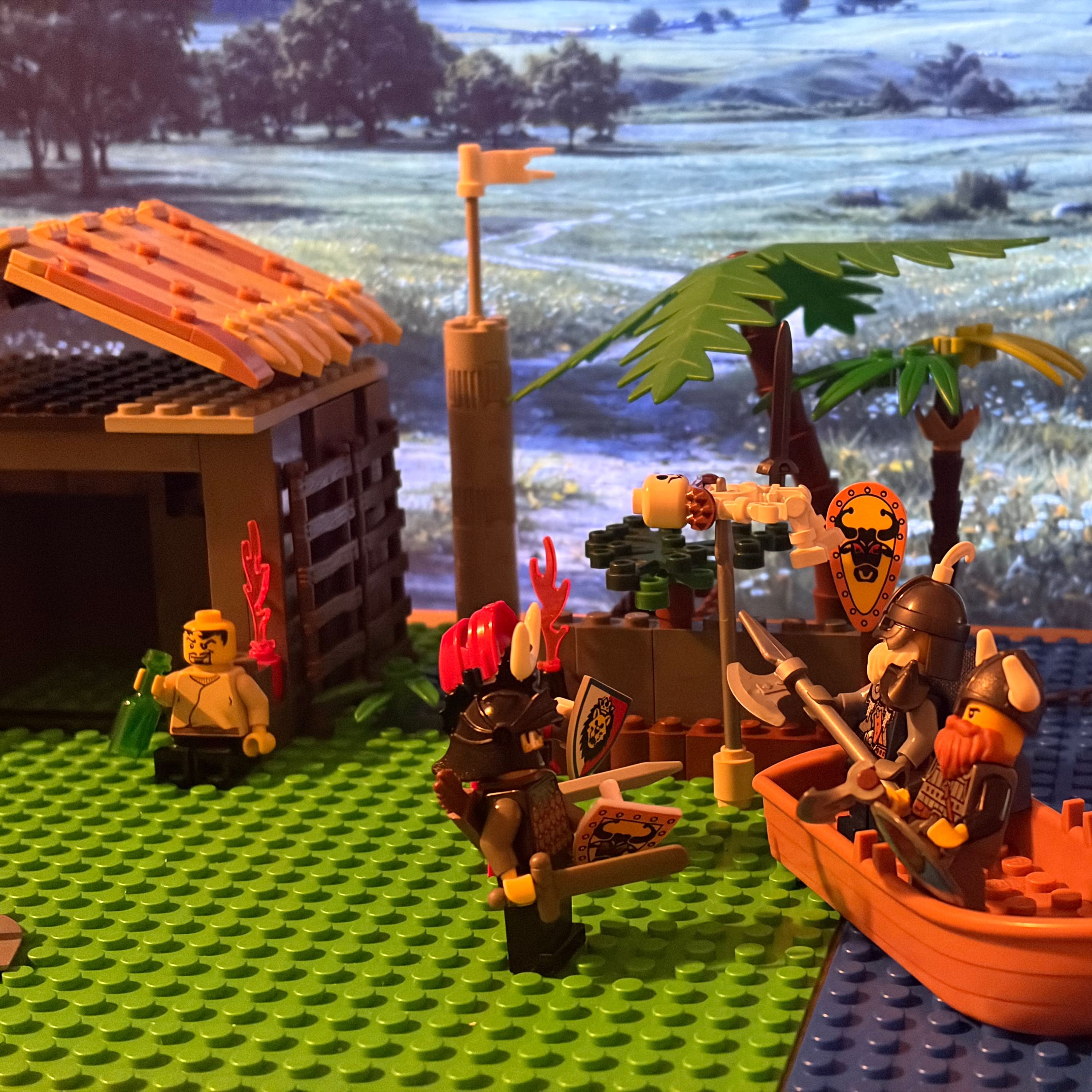 The Vikings meet with the Red Knight and Cedric — a brick-built scene by @theislandsaga, from the world The Island Saga. A…