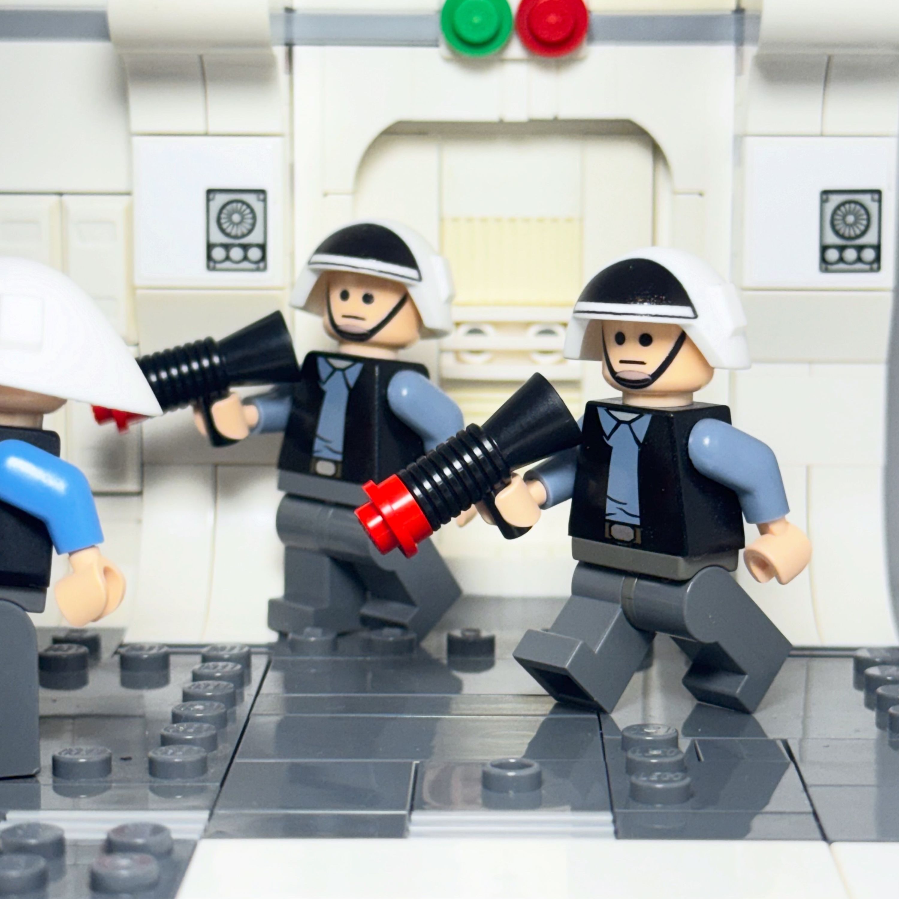 A brick-built scene by @legoarchives, from the world Tantive IV hallway scene