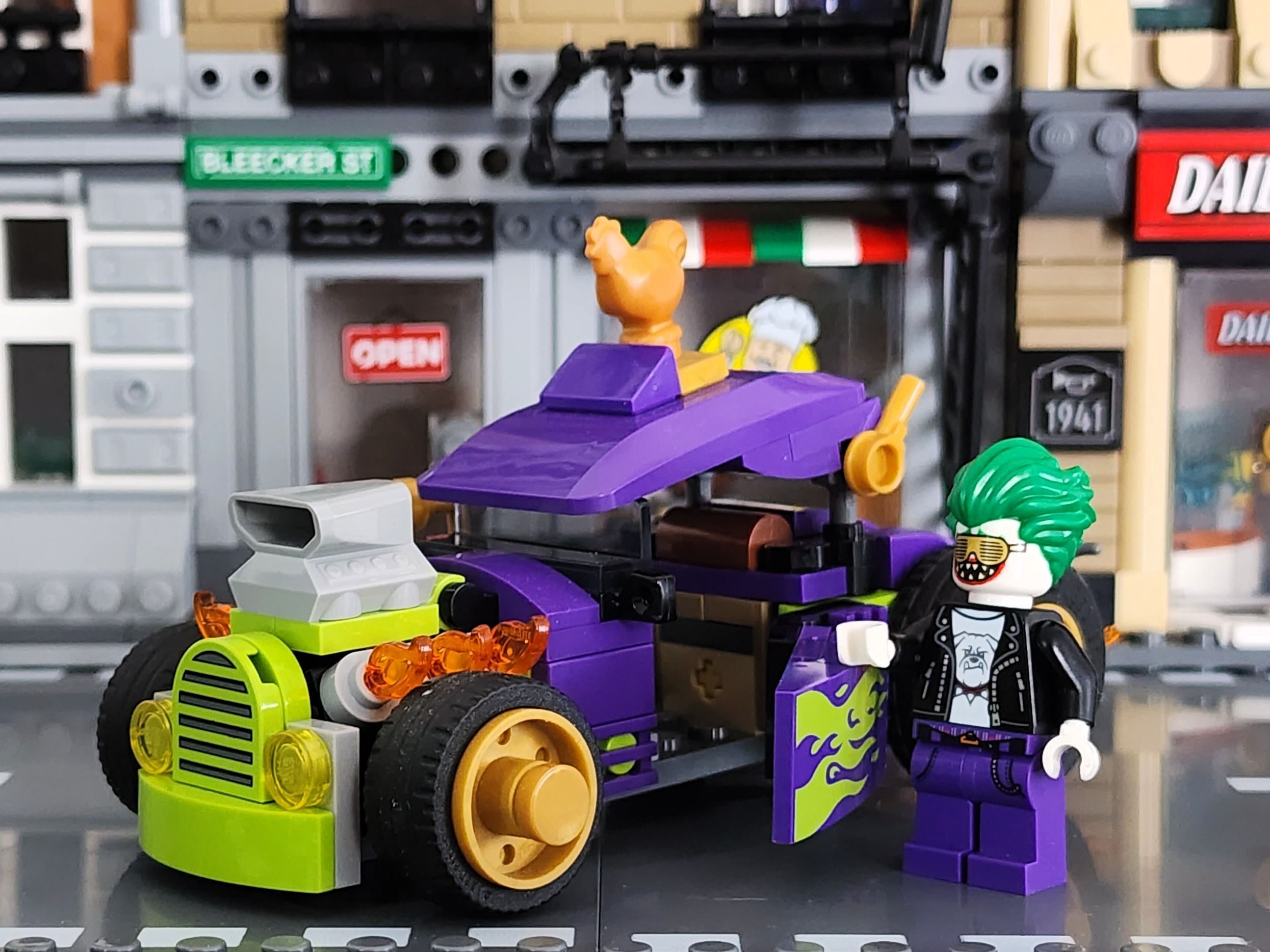 "Jokerfied Hotrod" — a brick-built scene by @brickyric, from the world Heroes & Villains