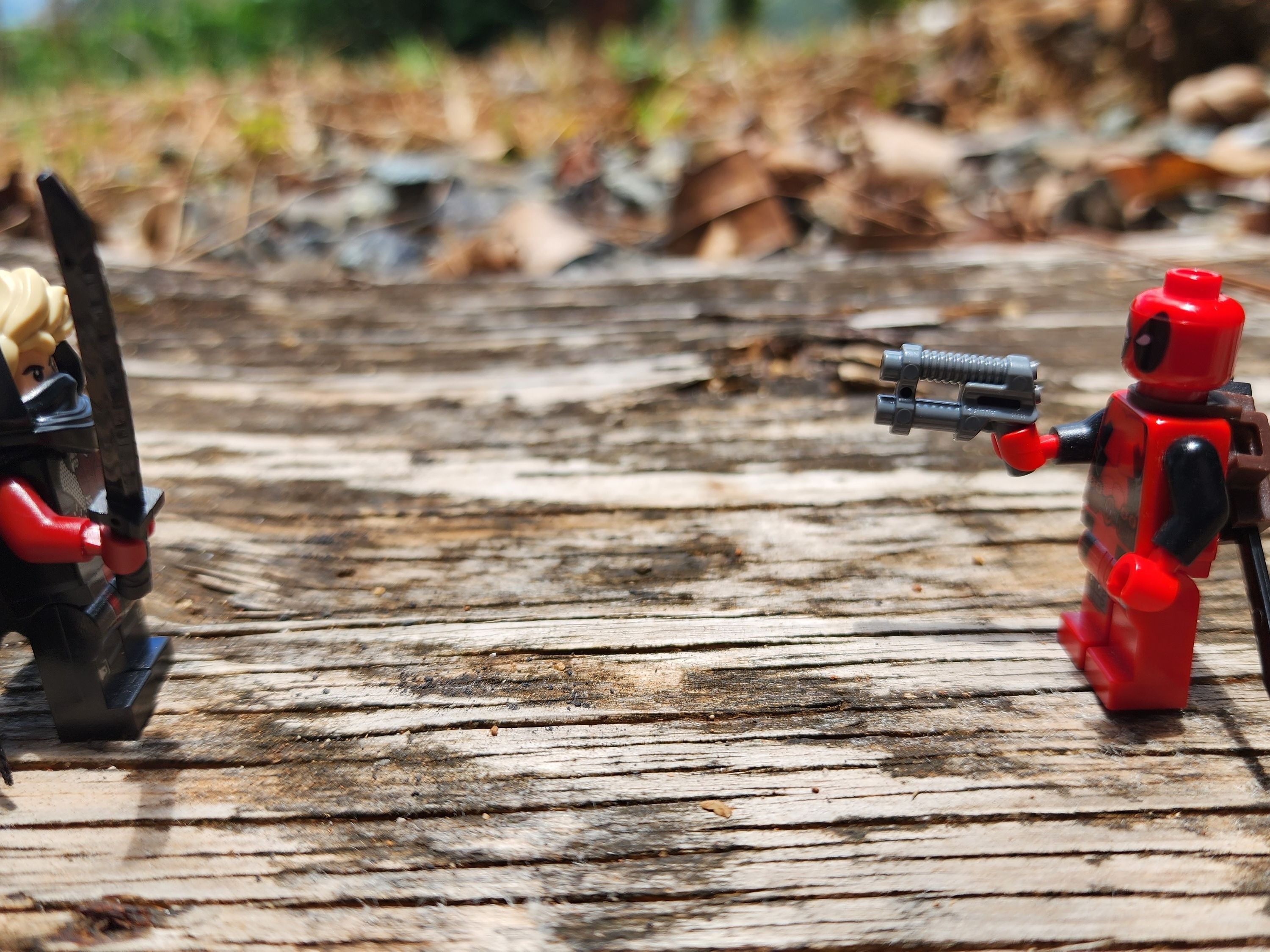 "Lesson Five: (Weapon) Master Deadpool" 

Ronin: Hey! Than...

BANG! — a brick-built scene by @brickyric, from the world…