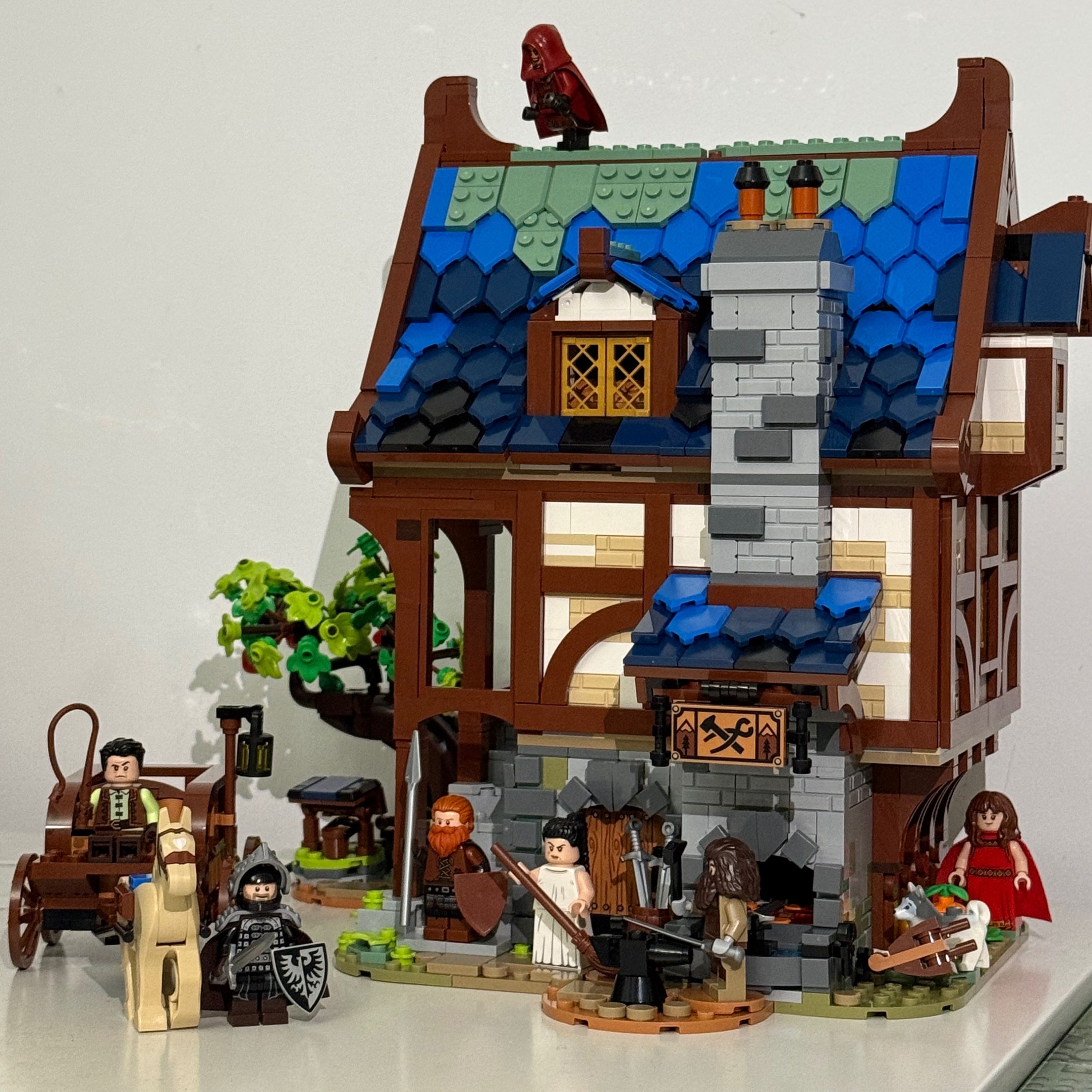 Boyar visit to Saxon Town — a brick-built scene by @legovoivode, from the world Medieval Romania