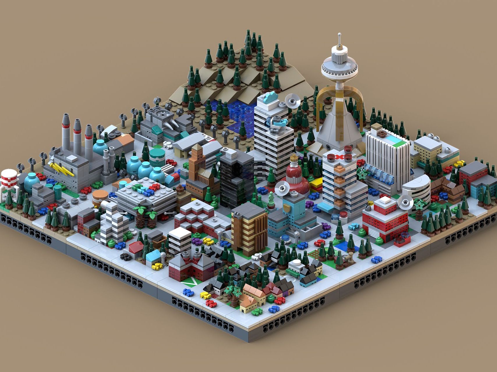 Built on a 9x9 base of the 16x16 technic base... bricks? Giving a total area of 48x48 studs, this is my microscale SimCity…