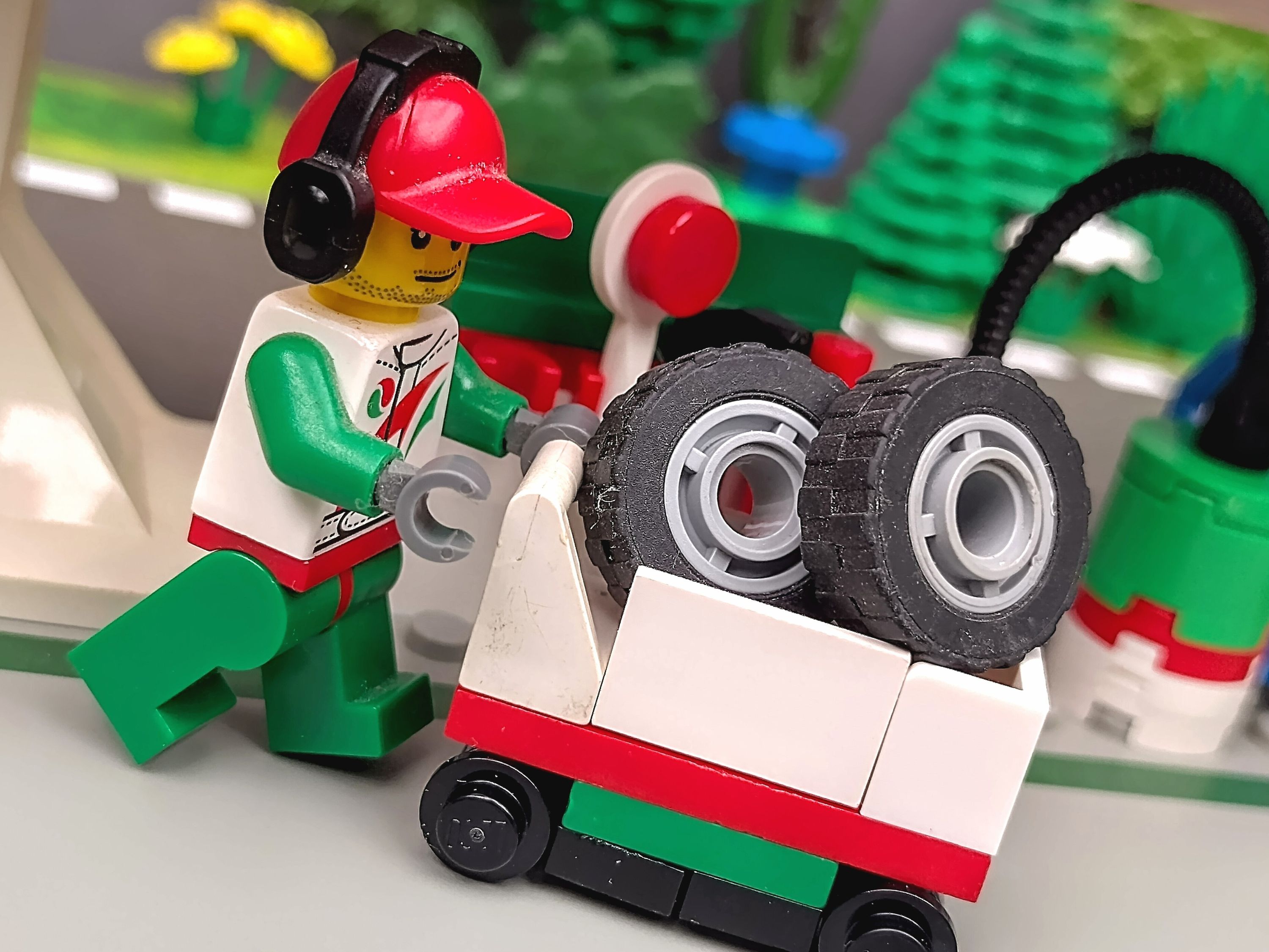 Can never have enough tyres! — a brick-built scene by @pixalixbrix, from the world Victory Lap Raceway