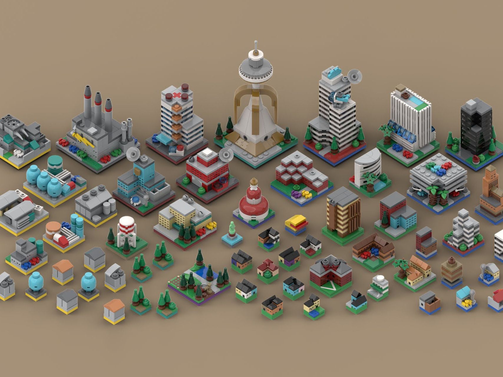 Each of the building plots are their own mini-builds set on their own baseplates, coloured-coded like the original game. You…