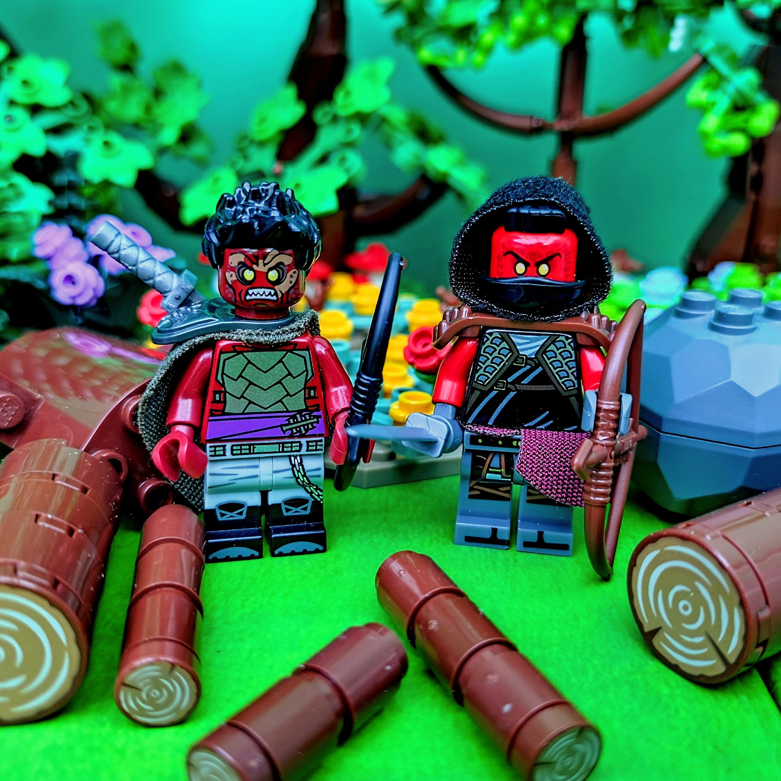 A pair of hobgoblin fighters harvest some wood for fuel and construction purposes. — a brick-built scene by @pixalixbrix…