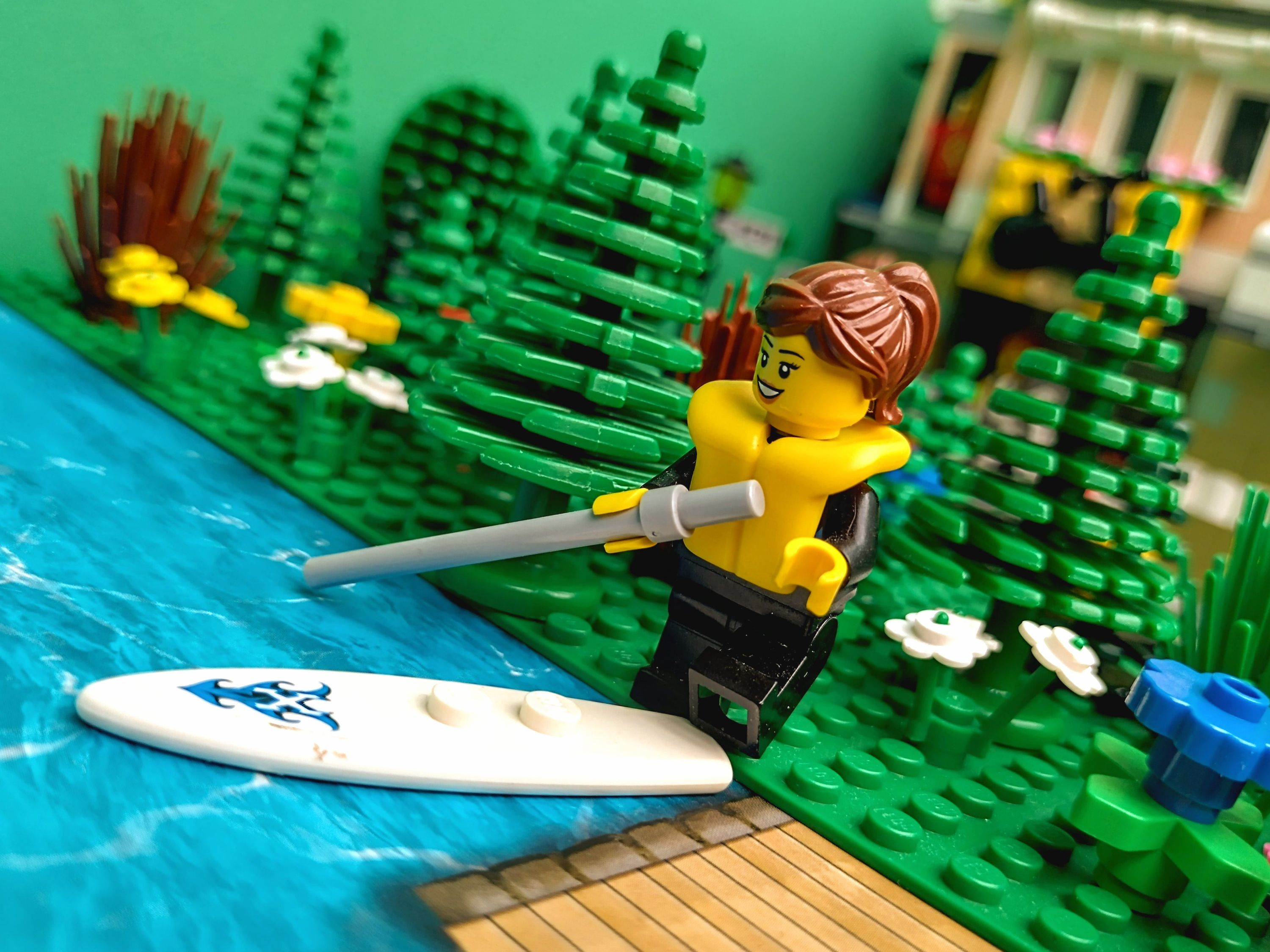 💦 Spot of paddle boarding? — a brick-built scene by @pixalixbrix, from the world 31131 Creator Street