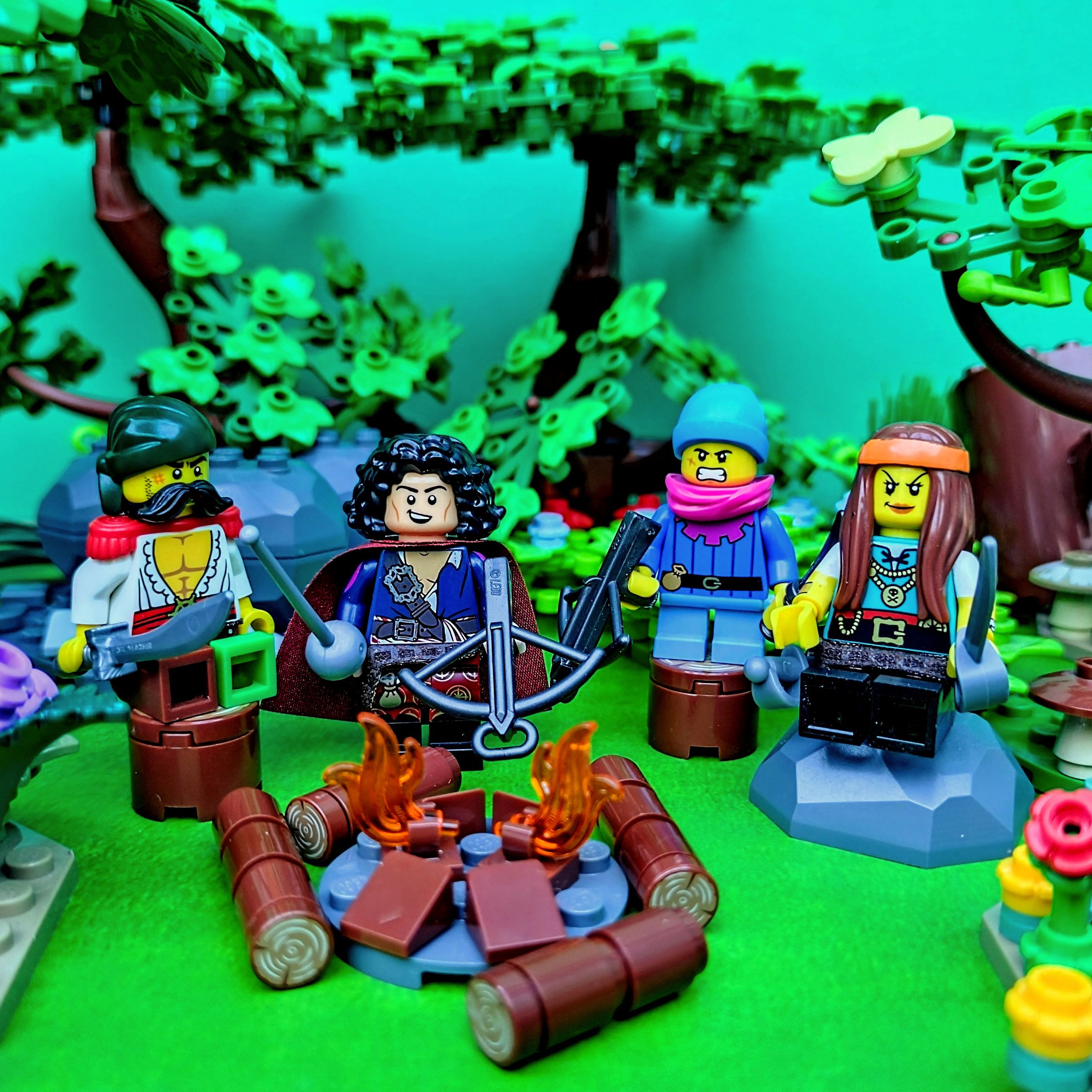 A group of 'gentlemanly' bandits enjoy a campfire after a hard day of thieving. Why gentlemanly? They won't kill you, just…
