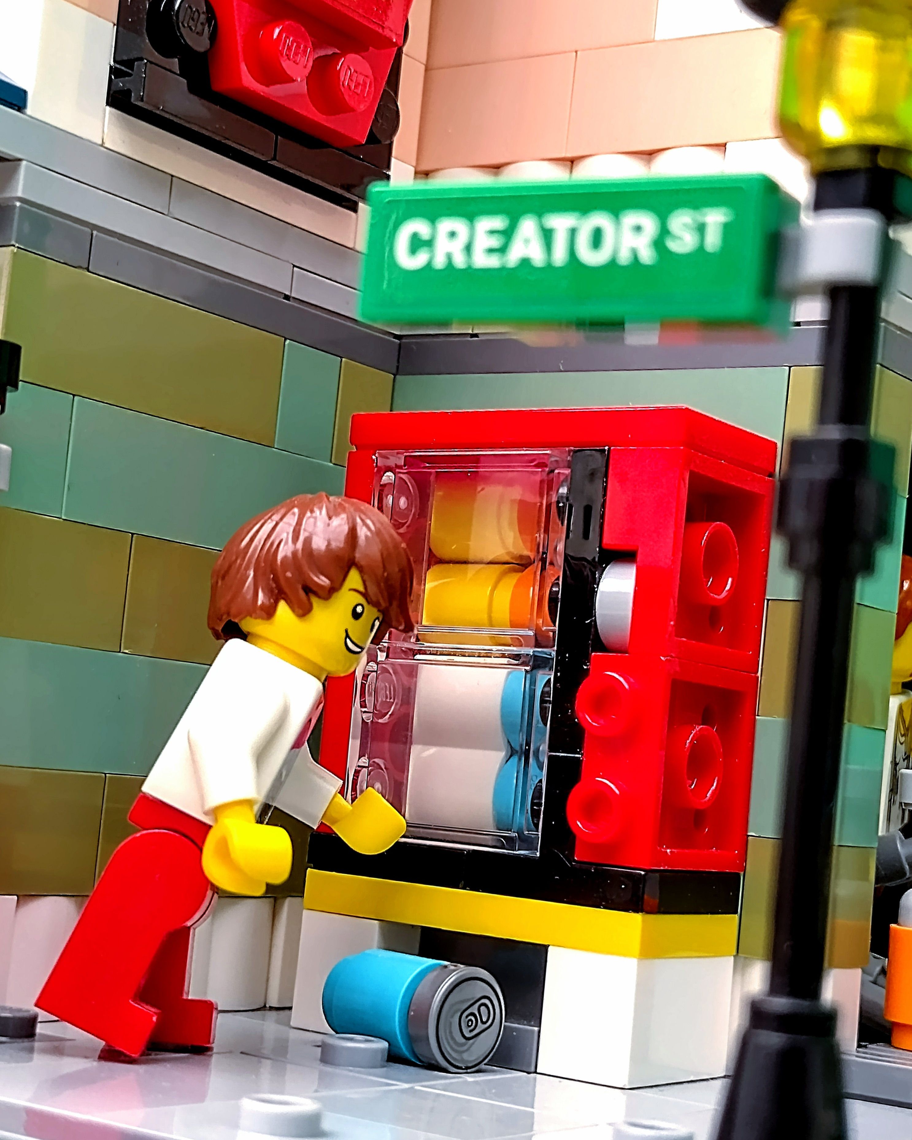 Don't you just love it when the vending machine spits your soda out onto the ground?! — a brick-built scene by @pixalixbrix…