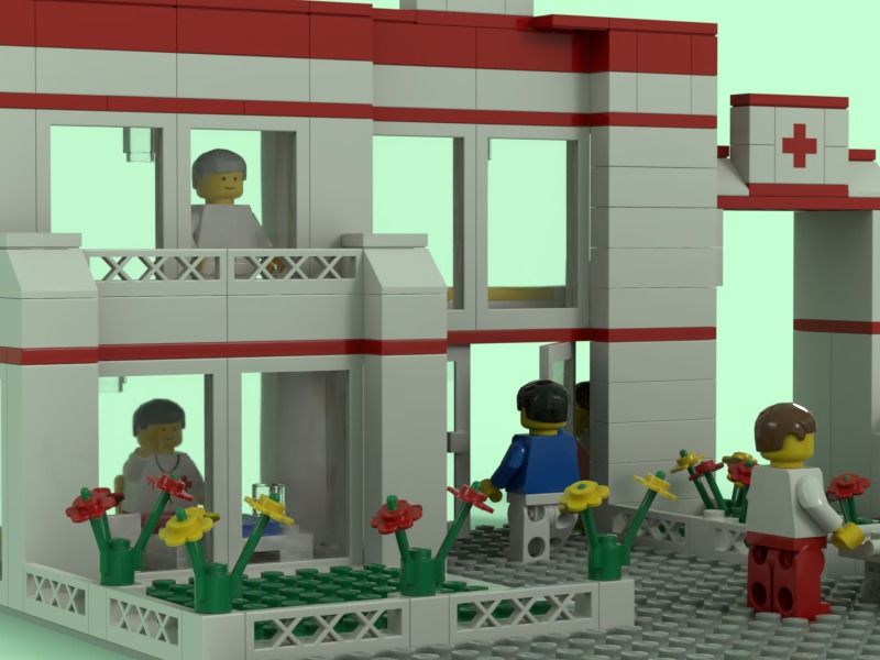 A busy day in Panda Town Hospital — a brick-built scene by @nostalgicbrickgr, from the world Panda Town