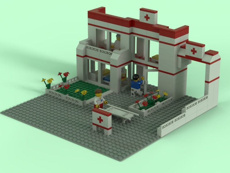 Hospital is the medical center of Panda Town. — a brick-built scene by @nostalgicbrickgr, from the world Panda Town