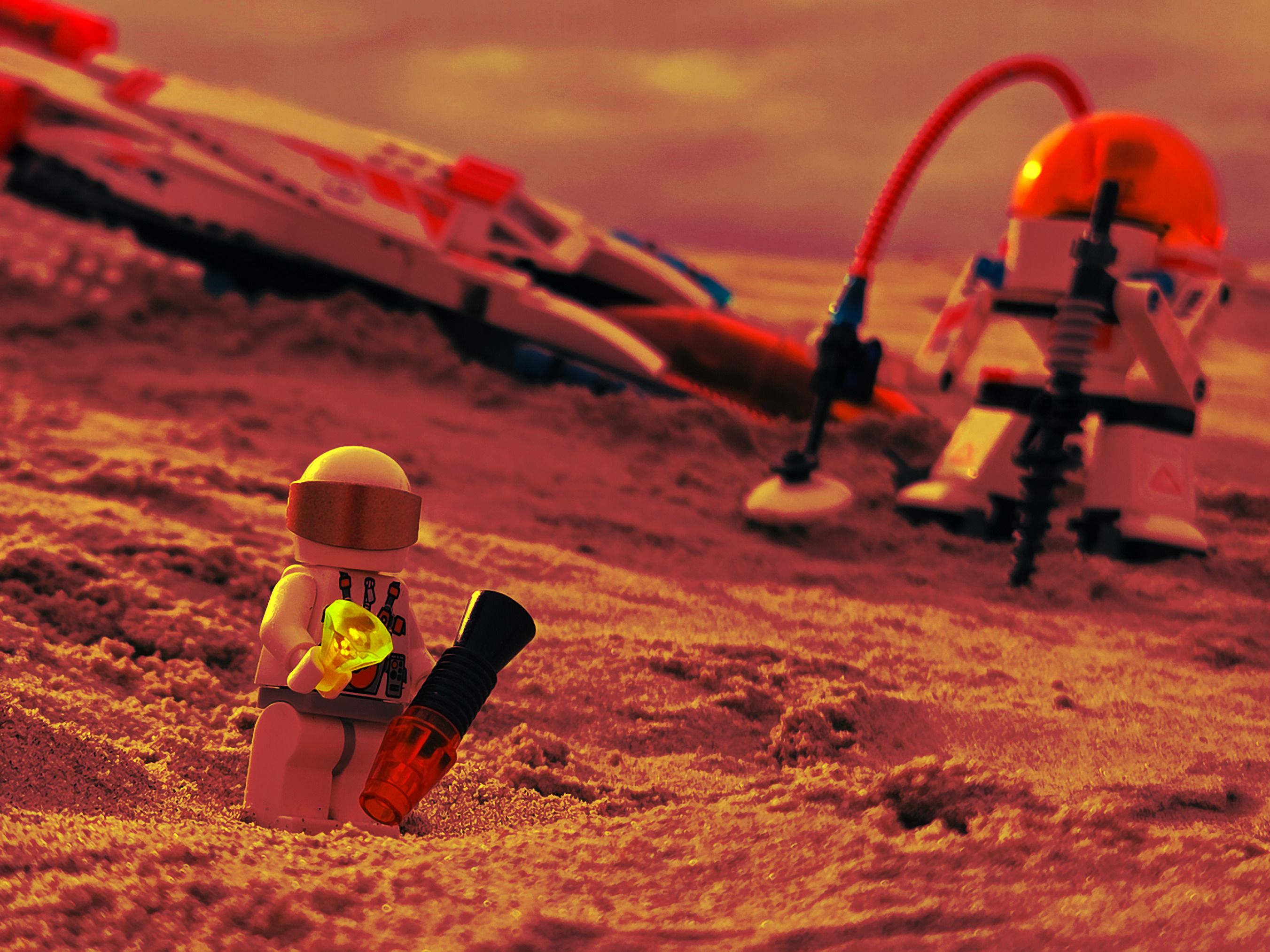 Crash Landing.... — a brick-built scene by @khaiekdvoukdamezhniy, from the world Lego Mars Mission