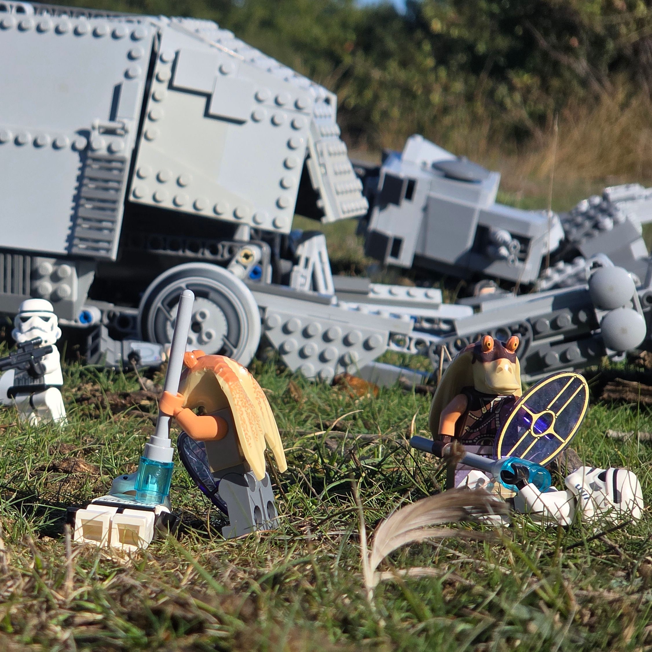 Gungan ambush on an Imperial convoy on Naboo — a brick-built scene by @khaiekdvoukdamezhniy, from the world Star Wars - Naboo